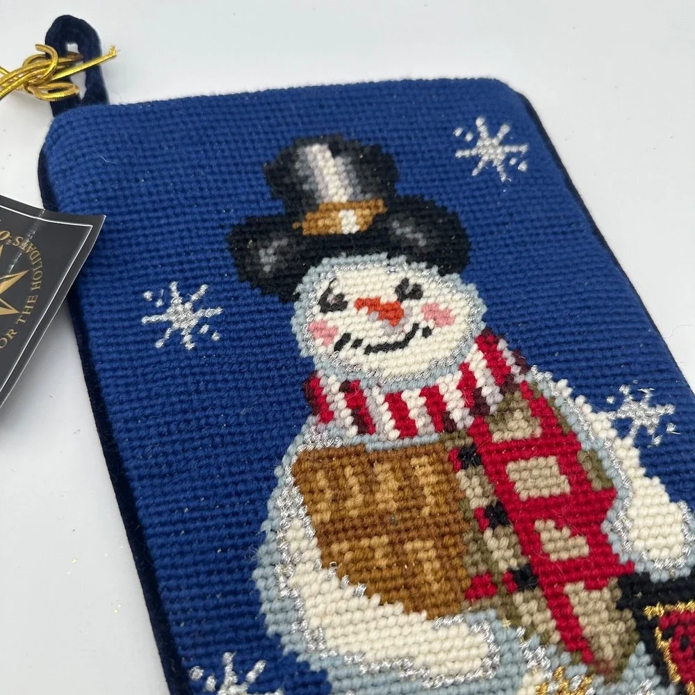 2001 Christopher Radko Snow Light Needlepoint‎ Stocking 15